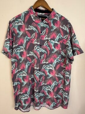 Flomotion Hawaiian floral colorful button up short sleeve shirt SZ XL